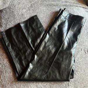 Black ZARA leather flared pants